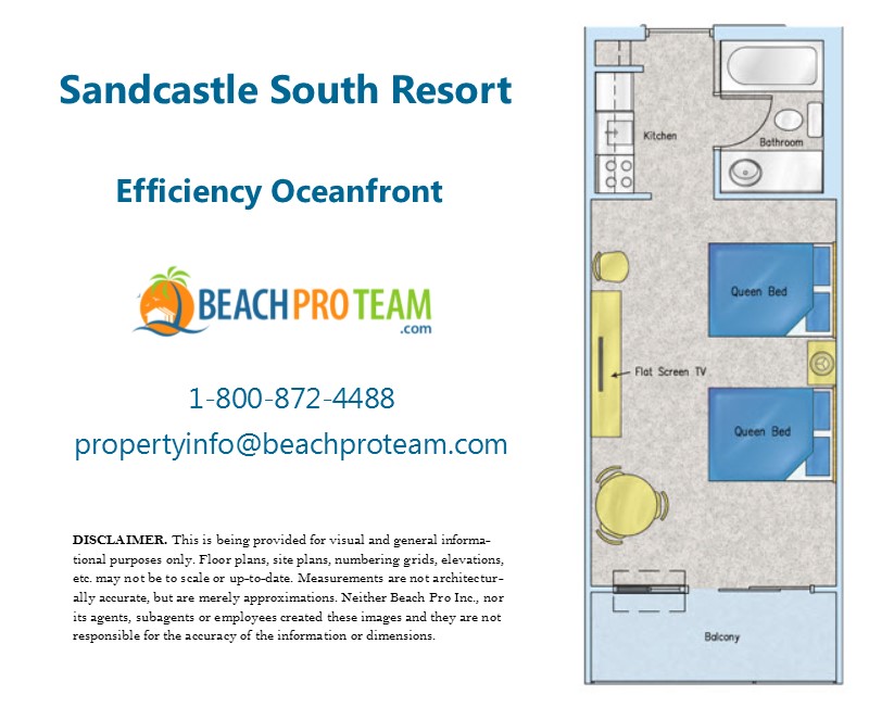 Sandcastle South Floor Plan 3 - Efficiency Oceanfront